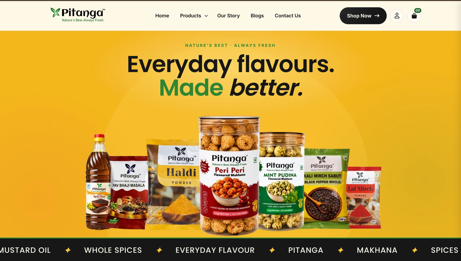 Pitanga Foods: genuine supplied website screenshot